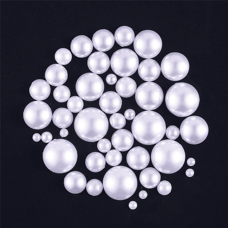 DECORA 500pcs White Flat Back Cabochons Pearls Half Round Faux