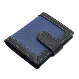 STARHIDE Mens Carbon Fiber with Real Leather Credit Card Holder Case 1185 (Blue)