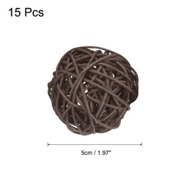 sourcing map 15 Pcs Wicker Rattan Balls, 2inch Wood Decorative Balls Vase Fillers for Centerpiece Bowl Orbs Fillers Tree Wedding Home Decor, Coffee