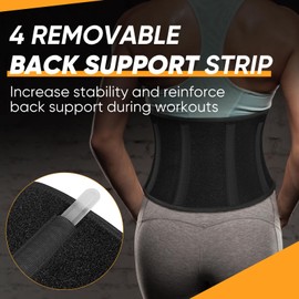 APEXUP Sweat Waist Trainer for Women and Men, Neoprene Waist Trimmer Belt Slimming Sweat Band Stomach Wrap with Removable Lumbar Support Bar for Workouts (L, Black)