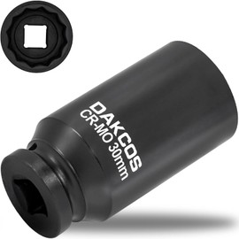 DAKCOS 30mm Socket 1/2" Drive 12 Ponit Impact Wrench Socket Drive Shaft Tool Power Socket, CR-MO Deep Socket