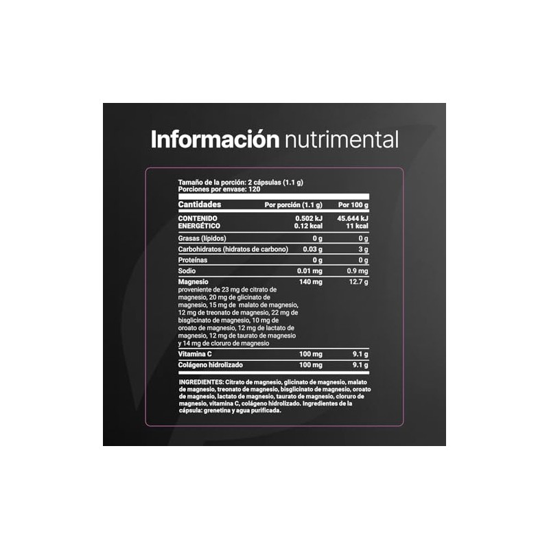 B Life Mezcla de 9 Magnesios Premium con 240 cápsulas