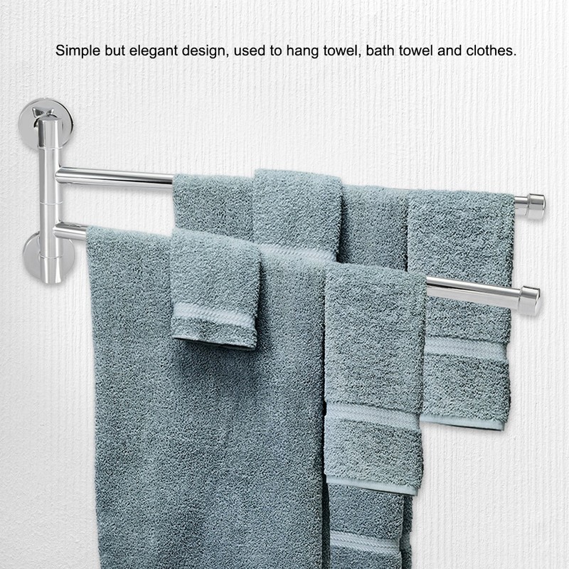 Bathroom Wall Mounted Towel Rack Swing Out Rotating Towel Hanger