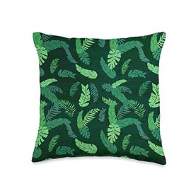Nature Lover Summer Time Accent Sunshine Nature Green Tropical Leaves Summer Outdoor Sunny Throw Pillow, 16x16, Multicolor