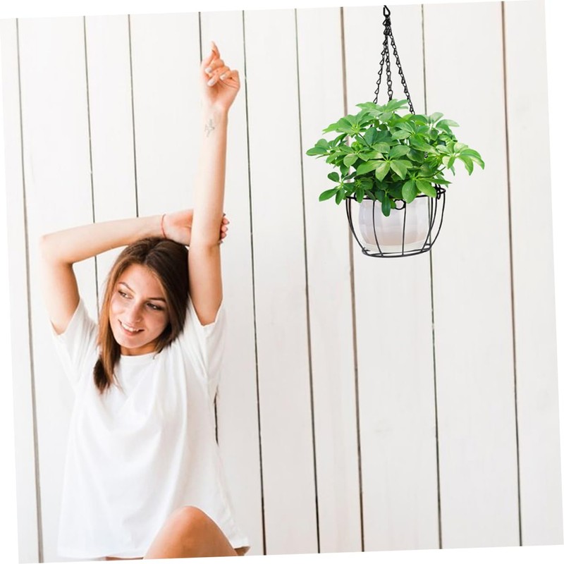 Gatuida 2Sets Metal Hanging Planter Basket Durable Flower Pot Holder