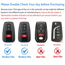 Ocezbiis for Toyota Key Fob Cover,Keychain,Zinc Alloy Protection Car Key Shell Case Compatible with Toyota Holder Smart Remote Keyshell Accessories(for Toyota Style B Silver)