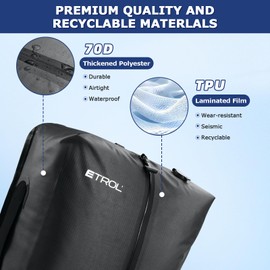 ETROL TPU Vacuum Bag for Travel, 70D Nylon Reusable Compression Bag with IP67 Waterproof Zipper, Compression Packing Cubes for Clothing, Space Saver Bags for Luggage and Backpack(Gray-1 PCS)