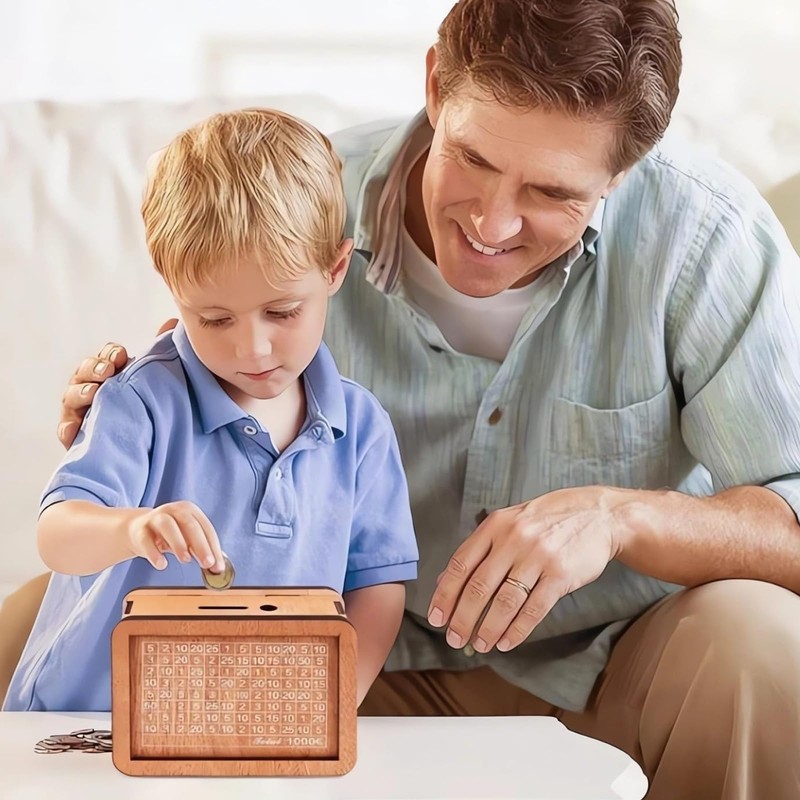 Money Saving Box, Wooden Saving Box, Cash Coin Retro Wooden
