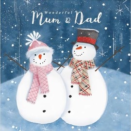 Mum & Dad Christmas Card - Wonderful Mum & Dad - Snowman Couple - Festive Artistic Design - Made in the UK - Eco-Friendly
