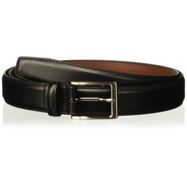 Perry Ellis Portfolio Amigo Men's Dress Belt, Leather, Stitched Edges, Metallic Buckle, Versatile, 1.5" Width, Black, 36