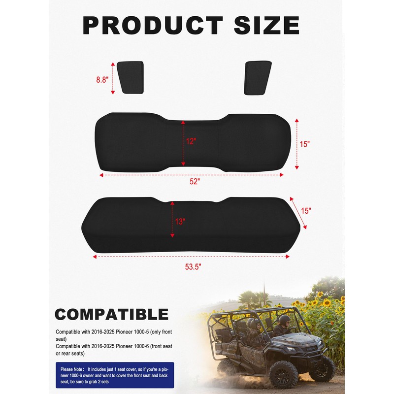 ZIDIYORUO Dog-Proof Seat Covers for Honda Pioneer 1000-5(Front Seat Only),