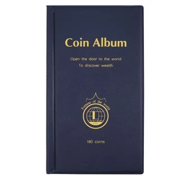 MUDOR 180 Pocket Coin Collection Album, Coin Collection Collector Holder Book, Coin Diameter Less Than 4.4cm Suitable Collector Album (Blue)