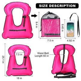 SWOURT Inflatable Snorkel Vest, Free Diving Swimming Safety Load up to 220 Ibs with Waterproof Bag