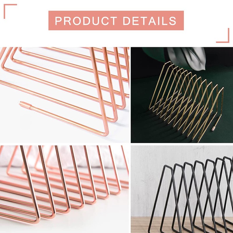 11 Adjustable Triangle File Folders Desk Vertical Magazine Rack Metal
