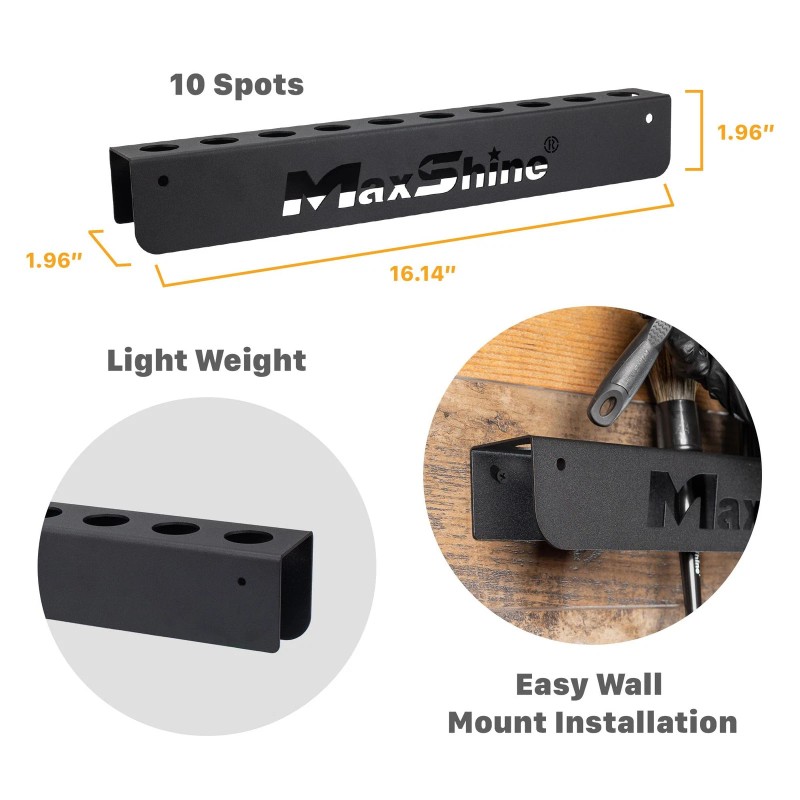 Maxshine Car Detailing Brush Holder Wall Mounted Storage For 10