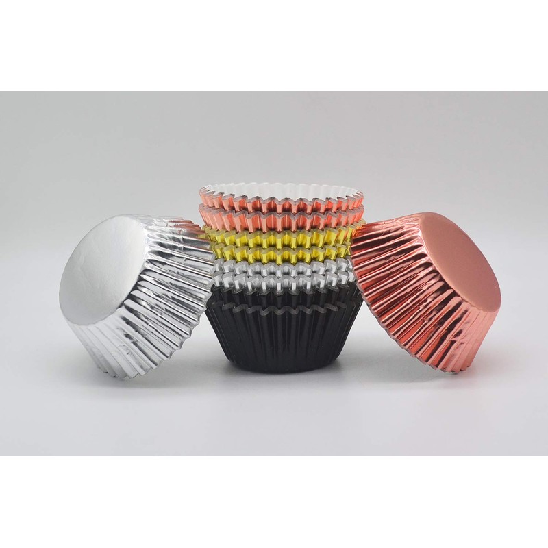 Mombake Standard Metallic Foil Paper Cupcake Cases in Rose Gold,
