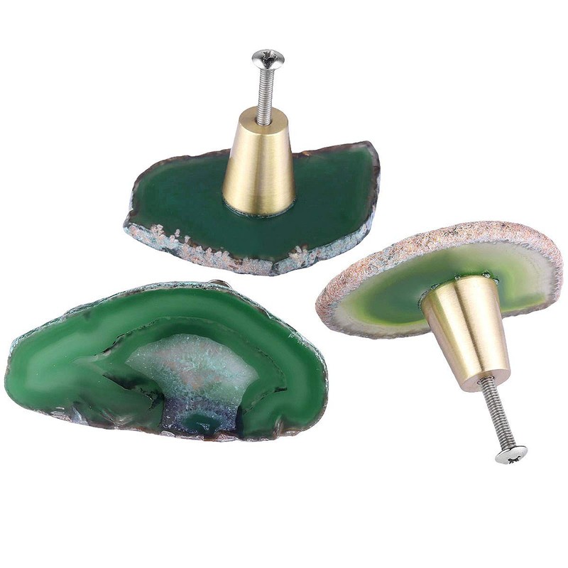 KYEYGWO Agate Slice Cabinet Drawer Knobs Cupboard Door Knobs Pull