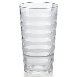 G.E.T. SW-1520-CL Orbis Shatterproof Opaque Striped Plastic Tumbler, 20 Ounce, Clear (Set of 12)