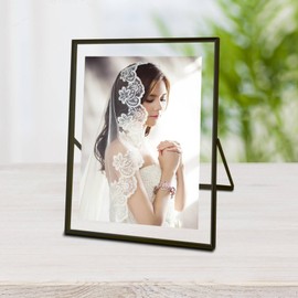CROXXID 8x10 Picture Frame set of 2, for 5x7 6x8 with Floating Effect, for 8 x 10 without Floating, Double Real Glass Photo Frames Only for Tabletop, Home or Wedding Decoration Gift (Vertical Black)