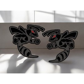handmade Hornet Badges Emblem BEE Red Eye, (2) BADGES, Fender Angry Agressive