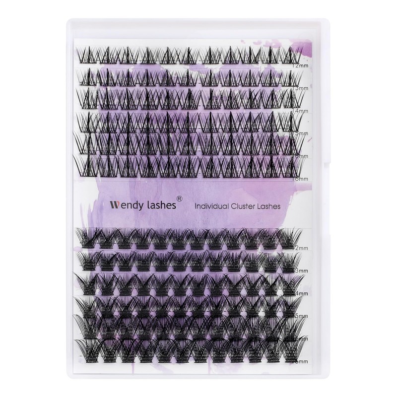 Individual Eyelash Clusters, Lashes, D Curl, 12-16 mm, 0.07 mm,