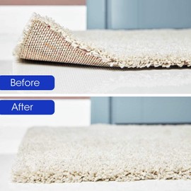 Sollifa Rug Tape,12 Pcs Dual Sided Washable Removable Rug Stopper for Area Rug, Non Slip Adhesive Prevent Curl for Hardwood Floors and Carpet Corners