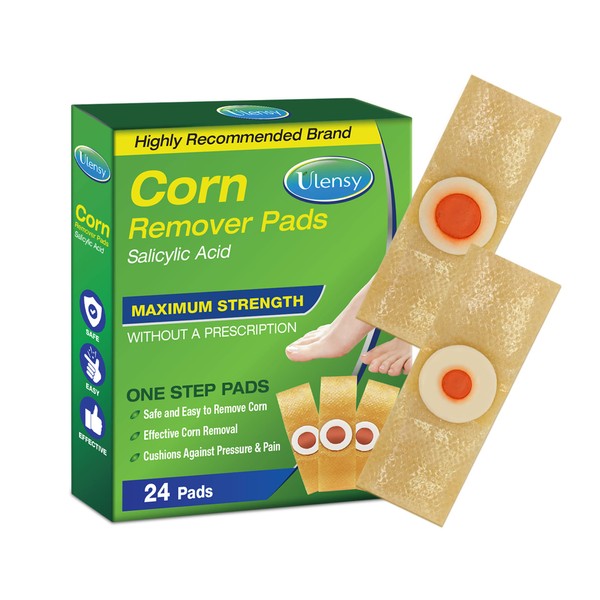 Foot Corn Remover Bandages for Toes and Feet - Includes 12 Large and 12 Small Corn Removal Pads - 24 Pack