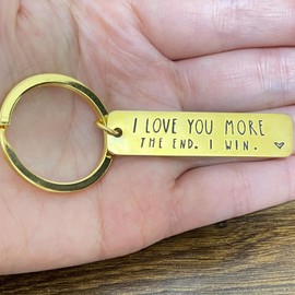 Jesemiah Valentine's Day Gift,I Love You More/Most the End,I Win Keychain for Boyfriend Girlfriend Husband Wife Couple Birthday Gifts (I Love You More Gold)