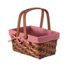 Wickerwise Small Rectangular Woodchip Picnic Baskets with Double Folding Handles,