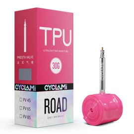 CYCLAMI 30g TPU Inner Tube 700x18/23/25/28/30/32C Road Bike Tube Bicycle 700c Ultra Light Durable Metal Presta Valve Length 45mm (1P-30G-45)