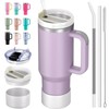 TEAMVV 40oz Stainless Steel Tumbler with Straw & Lid –