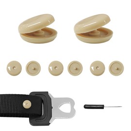 ZNDAW 5 Sets Seatbelt Stopper Kit, Snap-on Seat Belt Buckle Clip Stop with Wooden Handle Awl, Universal Safety Belt Button Clip Prevents Buckle from Sliding Down, Car Accessories (Beige, Glossy)