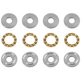 Pack of 4 F8-22M thrust ball bearings, 8 x 22 x 7 mm, thrust ball bearings with washers, can be dismantled, hardened bearing steel, for mechanical engineering, electric motors, model making, industry