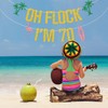 Gold Glitter Oh Flock I'm 70 Banner, Aloha 70/Flamingo Happy
