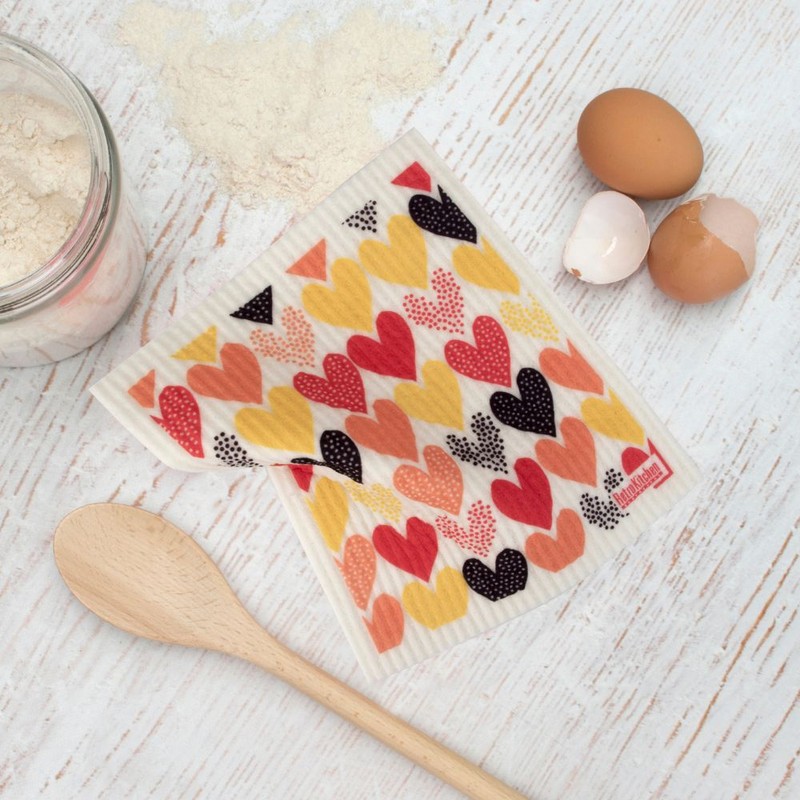 RetroKitchen Swedish Dish Sponge Cloth - Hearts