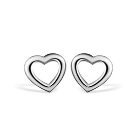 Sreema London Sterling Silver Heart Stud Earrings