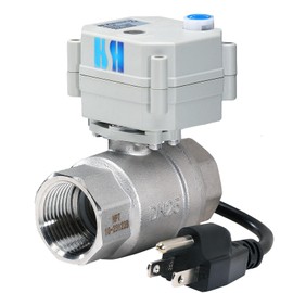 HSH-Flo 1" DN25 110-230VAC Normally Closed CF8/Stainless Steel 304 Manual Override Motorized Electrical Ball Valve With U.S. Plug