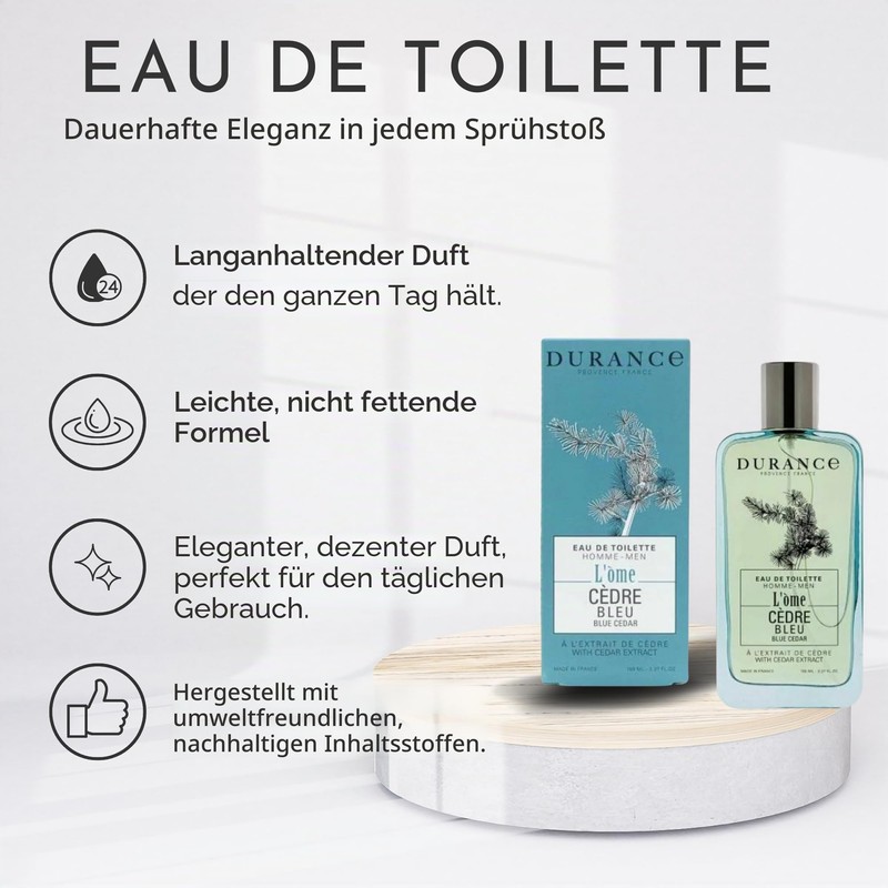 Durance L'ome Men's Eau De Toilette EDT - Blue Cedar