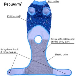 PetWarm PetWarm Female Dog Surgery Recovery Suit for Spay, Recovery Suit for Male Dogs, Bodysuit for Abdominal Affected Areas Sensitive Skin Areas, Onesie for Dogs After Surgery, Galaxy Pattern, Blue, M