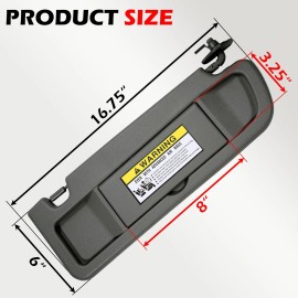 Unbranded Sun Visor Passenger Side Right Dark Gray for Honda Civic 2006 07 08 09 10 11