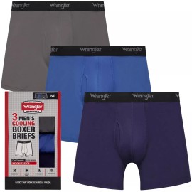 Wrangler Men's Boxer Briefs Cooling Stretch Nylon Boxers, 3 Pack M, L, XL or 2XL - L(36-38), Red, Black, Charcoal