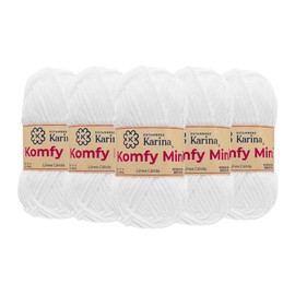 KOMFY MINI TIPO CHENILLE DELGADO CON 5PZAS DE 50GRS C/U MISMO COLOR, ESTAMBRES KARINA. (01 Blanco)