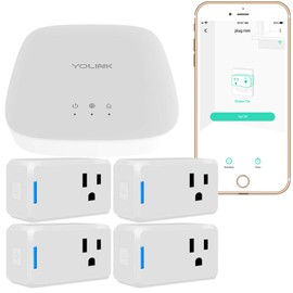 Smart Plugs, YoLink 1/4 Mile World's Longest Range Smart Plug Compatible with Alexa, IFTTT 10A Smart Home Plug Mini Outlet, Remote Control Home Appliances from Anywhere, 4 Packs, YoLink Hub Included