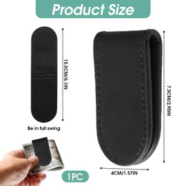 Slim Magnetic Money Clip, Leather Money Clip Business Card Holder Holds Up to 12 Cash, Classic Style for Minimalists Men Women Trendsetters Executives Travelers Affluents
