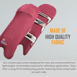 Bratla Cricket Batting Pads Covers, Maroon Covers for Cricket Pads for Men Batting Color Fit Neatly on Legguards Easily Put On