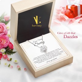 Larvincy I Love You Im Sorry Gifts For Her, Apology Gifts For Her - Wife, Girlfriend, Soulmate - Forgive Me Necklace With Love And Remorse Message In A Stunning Box