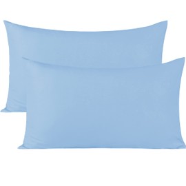 BEDSUM Microfiber Queen Pillowcases Set of 2, Soft Wrinkle Resistant and Easy Care Pillow Cases with Envelope Closure for Kids, 20x30 inches, Sky Blue