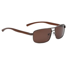 ROYAL SON Vintage Rectangle Brown Polarized Sunglasses Men UV Protection