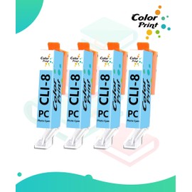 Color Print Compatible CLI-8PC Ink Cartridge Replacement for Canon CLI8 Ink CLI-8 for PIXMA Pro9000 MP960 iP4500 iP4200 MP500 iP6600D iP6700D MP600 iP4300 iX5000 Printer (4-Pack, CLI8PC,Photo Cyan)