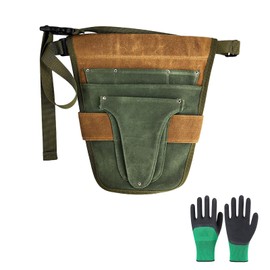 Handy Garden Tool Belt, Heavy Duty Small Bag Pouch with Multiple Pocket, Adjustable Waist Belt Outdoor Gardening Belt Pouch with Protective Gloves for Women Men Gardeners Carpenters Builders Joiners